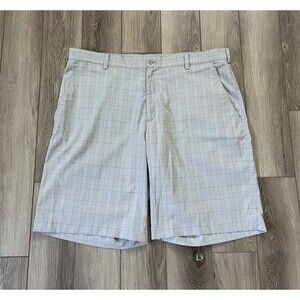 Nike Golf Shorts Dri Fit Mens Size 38” X 11” Gray White Plaid Polyester Spandex